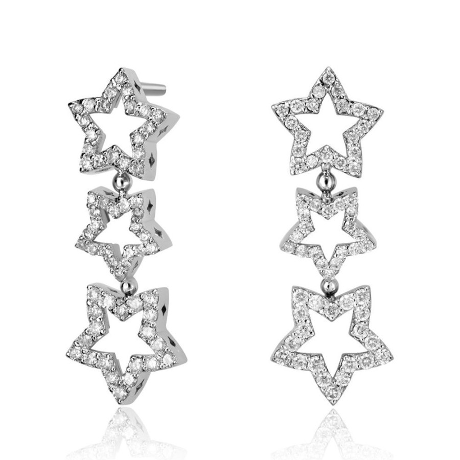 Earrings Alex Soldier | Diamond Trinity Star Drop Earrings