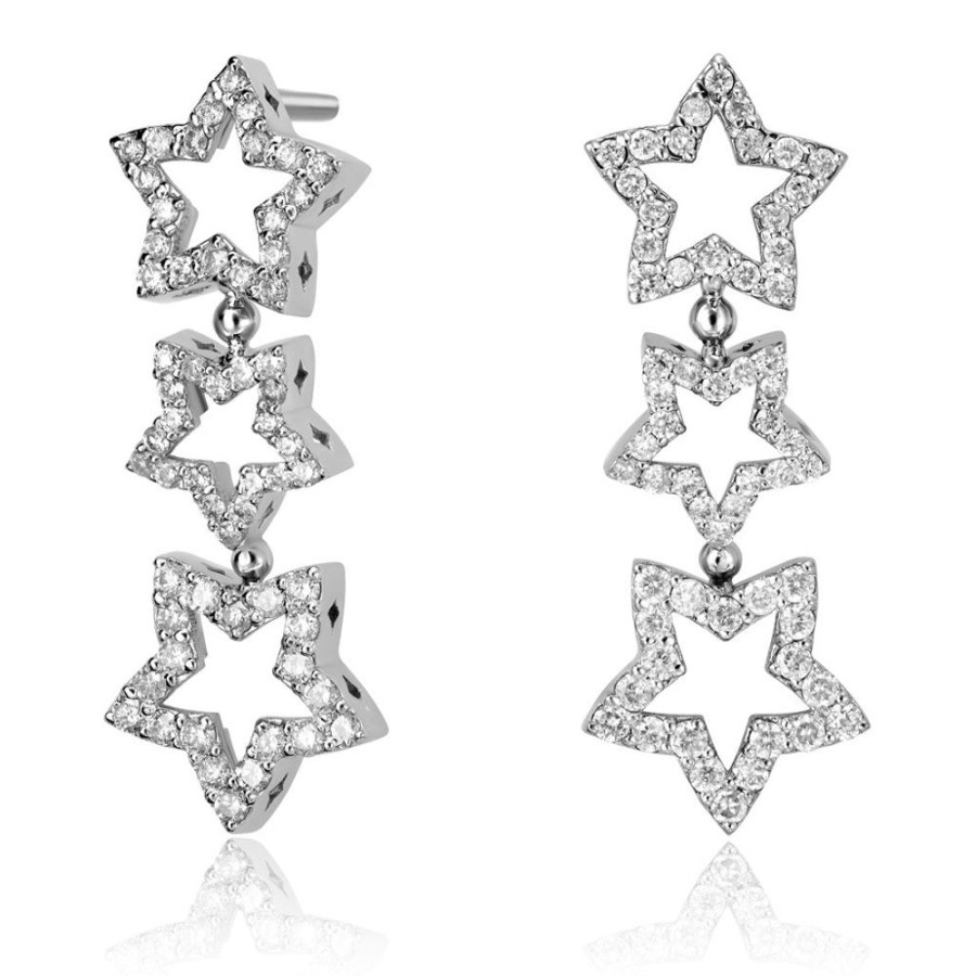 Earrings Alex Soldier | Diamond Trinity Star Drop Earrings