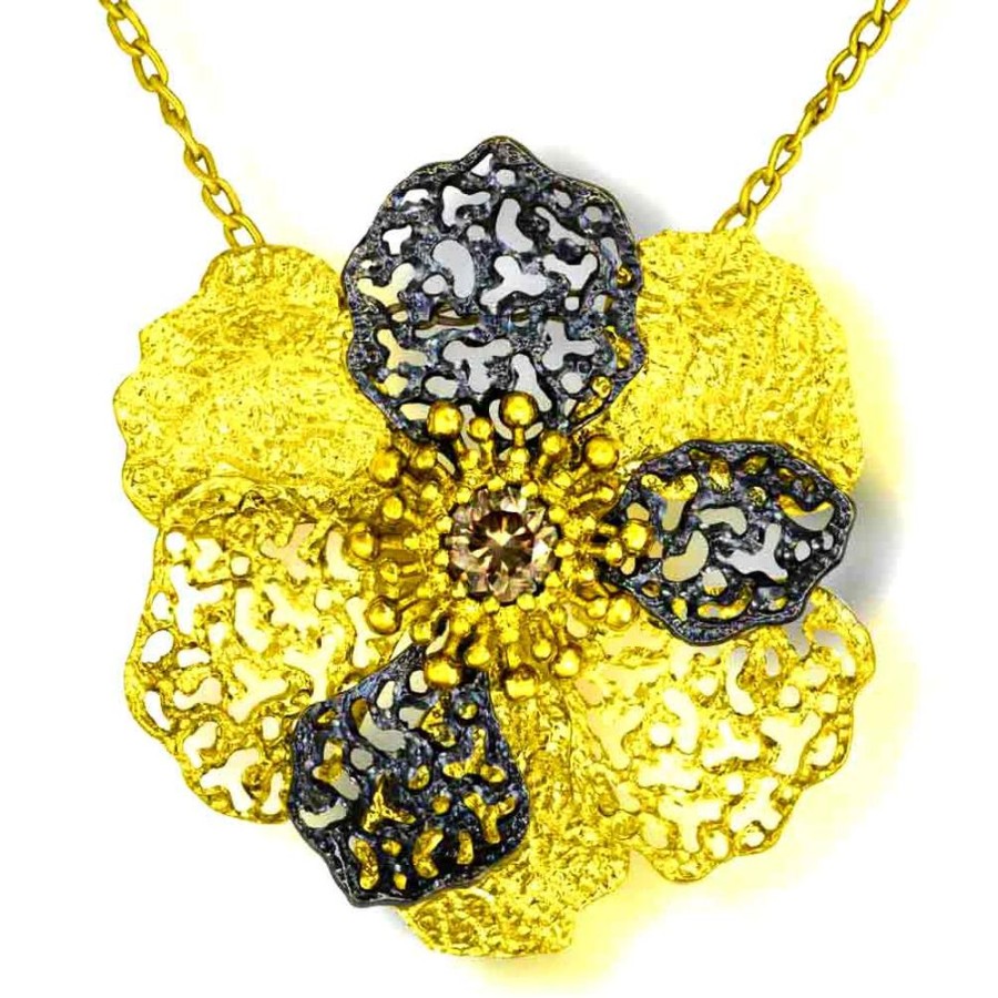 Necklaces Alex Soldier | Gold Baby Coronaria Pendant Necklace With Champagne Diamond