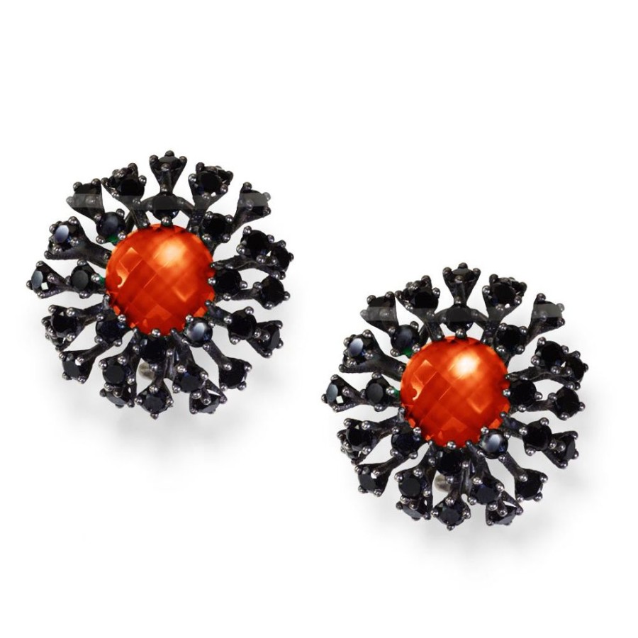 Earrings Alex Soldier | Silver Astra Stud Earrings With Red Agate & Spinel