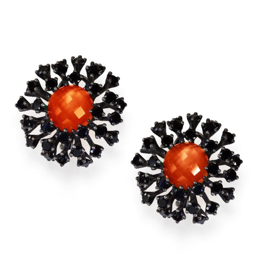 Earrings Alex Soldier | Silver Astra Stud Earrings With Red Agate & Spinel