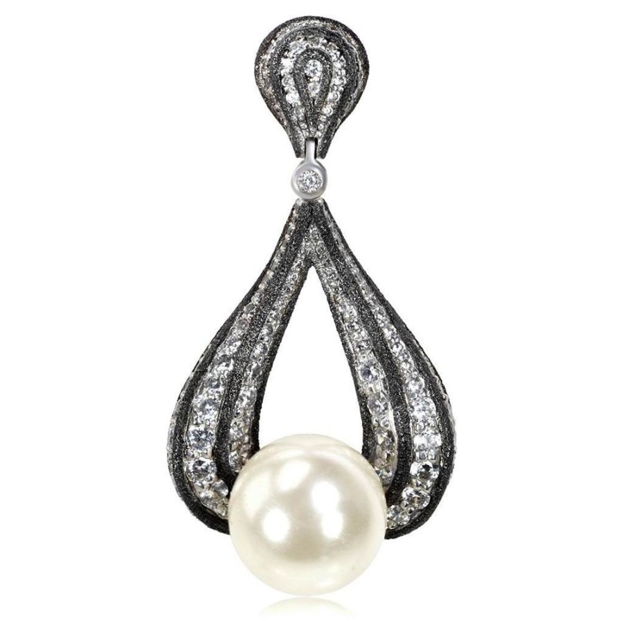 Necklaces Alex Soldier | Gold Twist Pendant With Pearl & White Diamonds