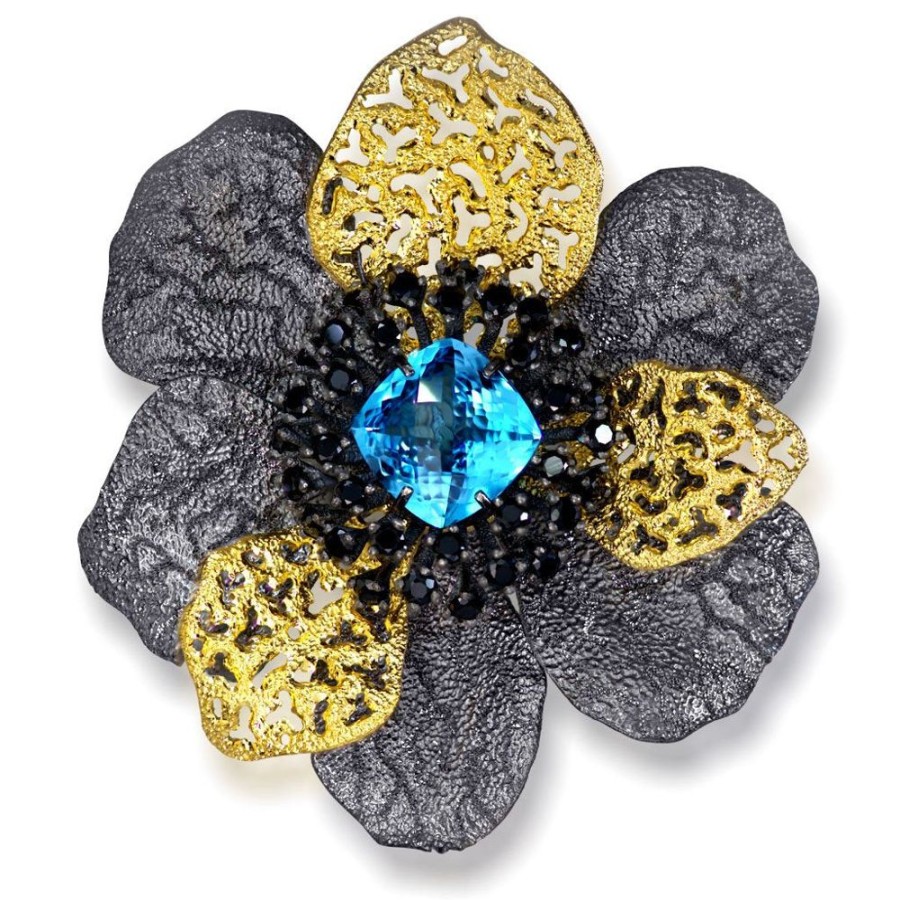 Brooches Alex Soldier | Silver Coronaria Brooch/Pendant With Topaz & Spinel