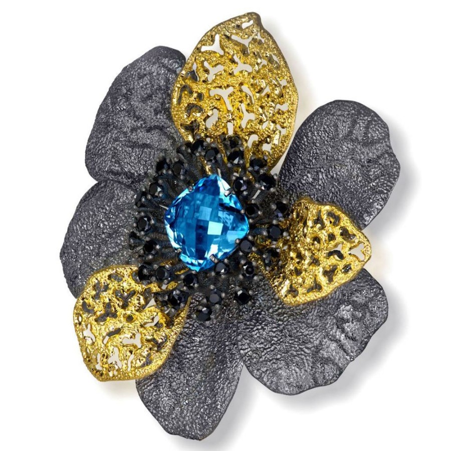 Brooches Alex Soldier | Silver Coronaria Brooch/Pendant With Topaz & Spinel