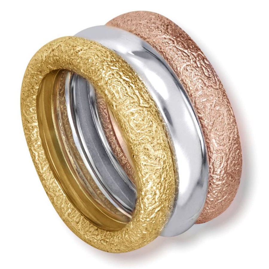 Rings Alex Soldier | Multi Gold Three Band Stackable Textured Rings