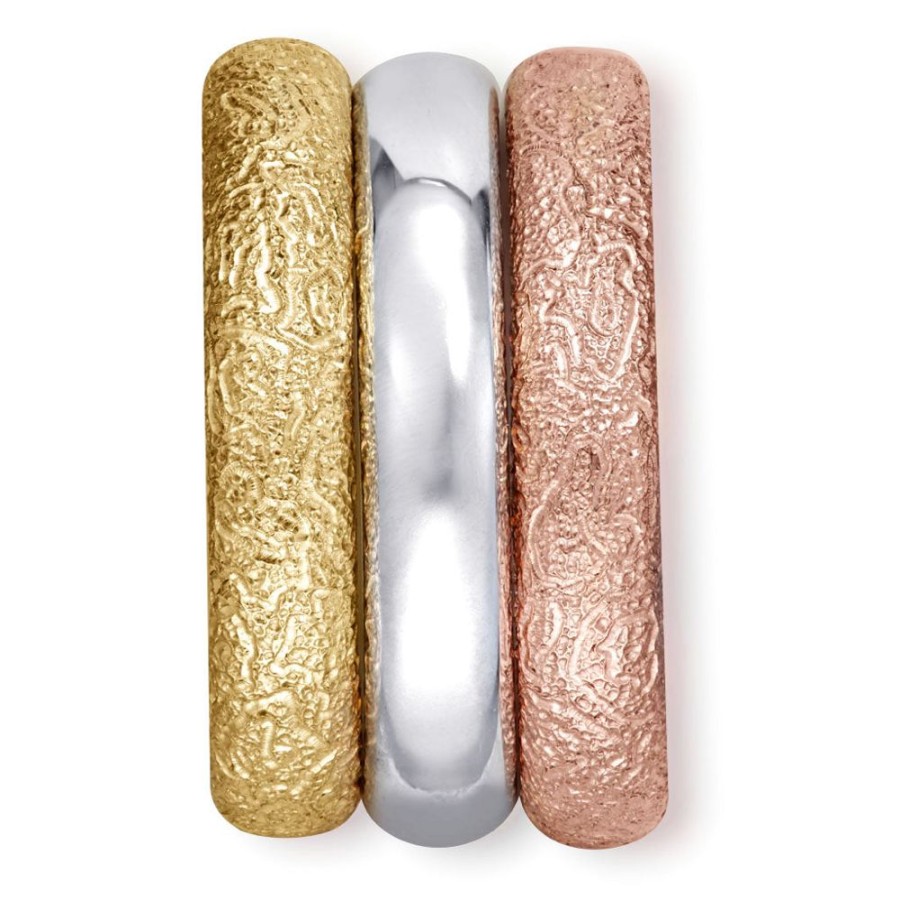 Rings Alex Soldier | Multi Gold Three Band Stackable Textured Rings