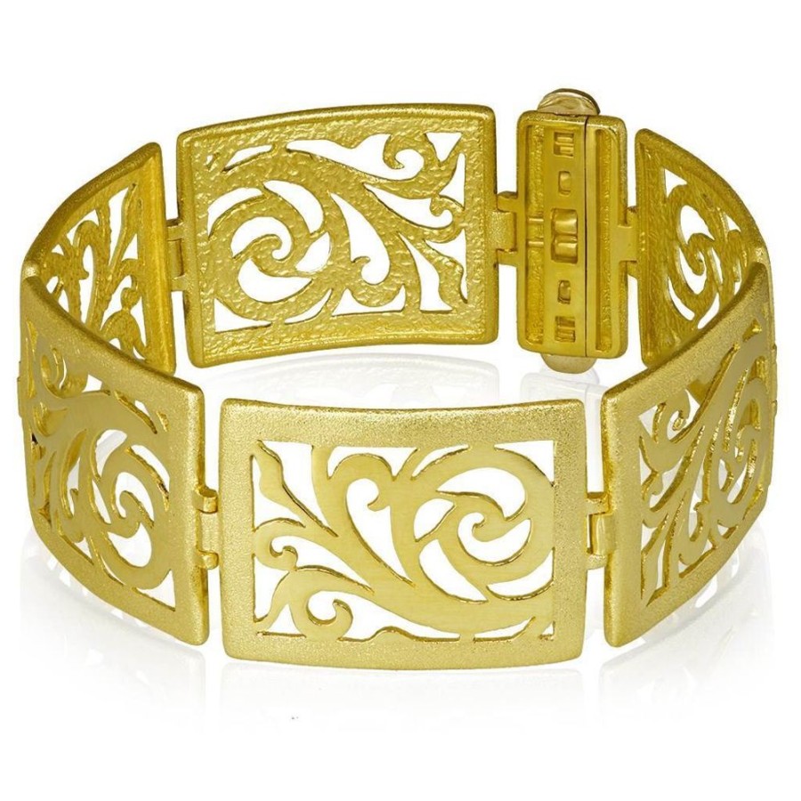 Bracelets Alex Soldier | Gold Ornament Contrast Texture Link Bracelet