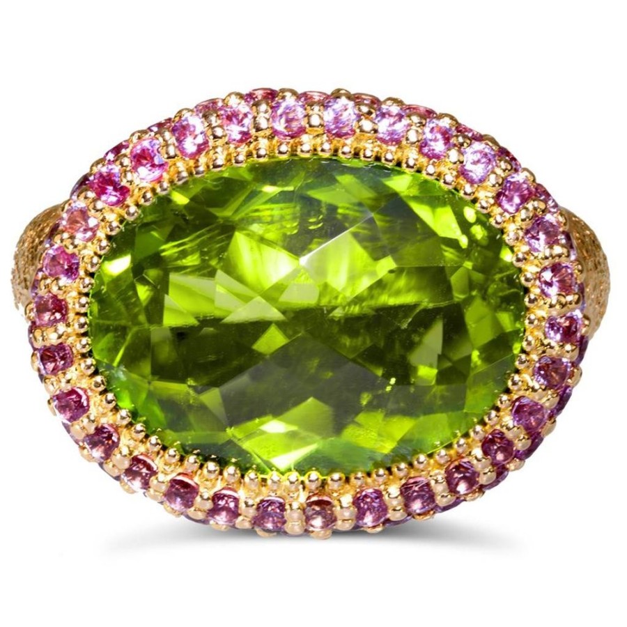 Rings Alex Soldier | Gold Cocktail Ring With Peridot & Pink Sapphire