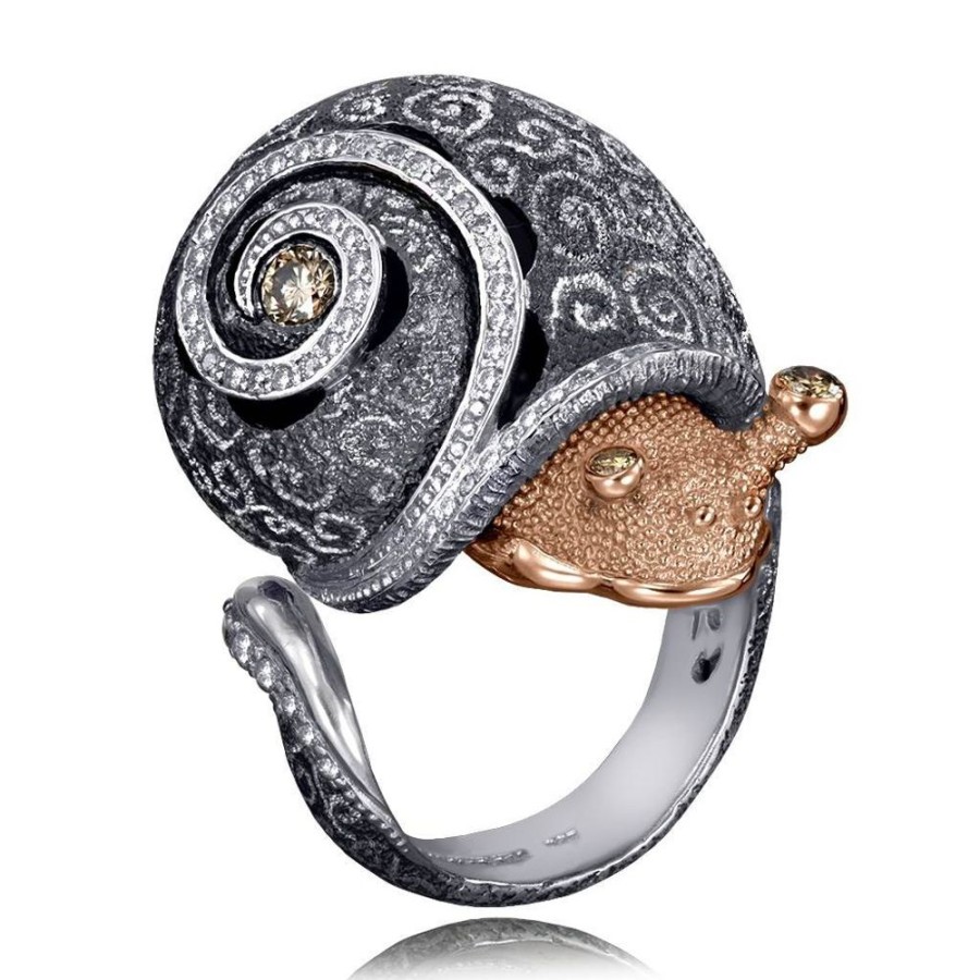 Rings Alex Soldier | Silver & Gold Codi The Snail Swirl Ring With Diamonds