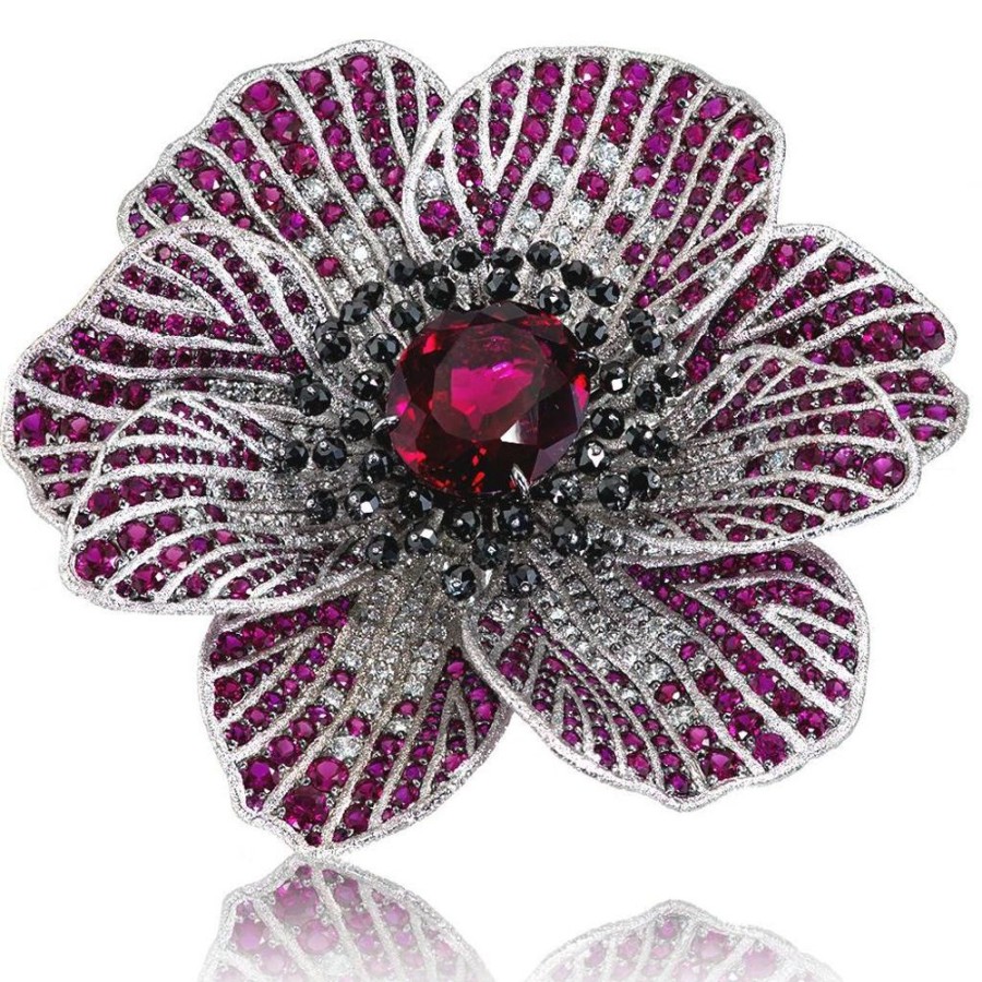 Brooches Alex Soldier | Gold Coronaria Brooch With Tourmaline & Diamonds