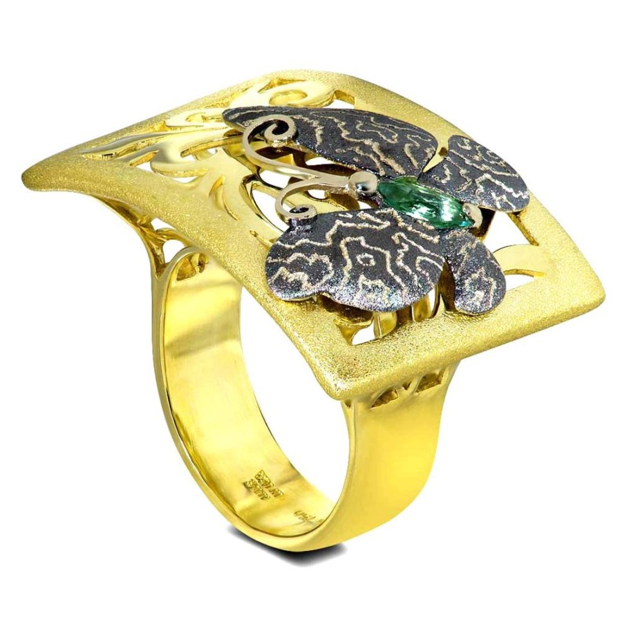 Rings Alex Soldier | Gold Butterfly Ring With Tourmaline