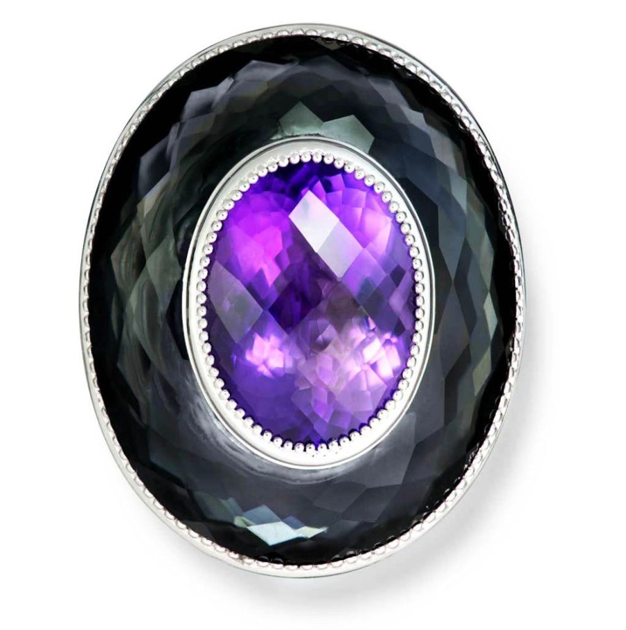 Rings Alex Soldier | Silver Galactica Ring With Amethyst, Hematite & Quartz