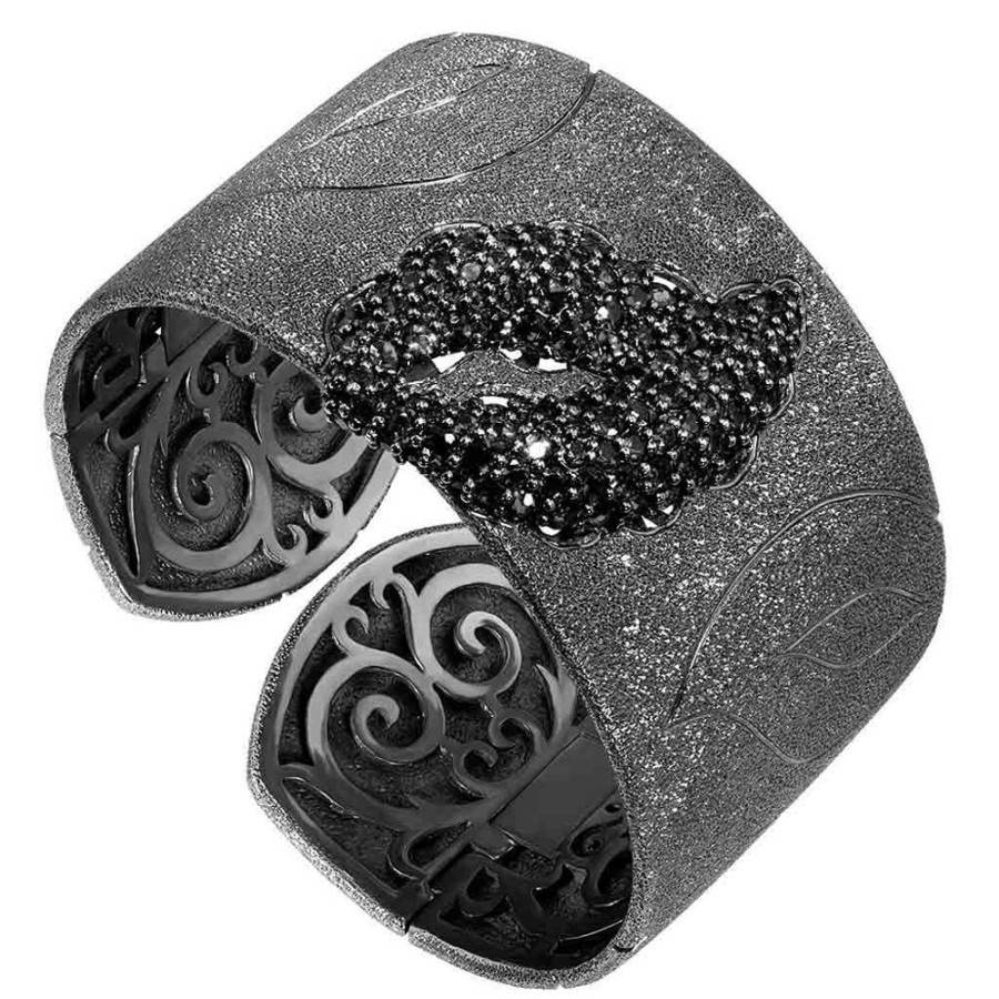 Bracelets Alex Soldier | Silver Leaf Cuff Bracelet With Spinel