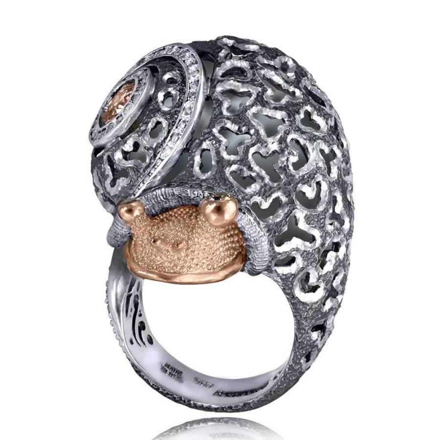 Rings Alex Soldier | Silver & Gold Codi The Snail Ring With Diamonds