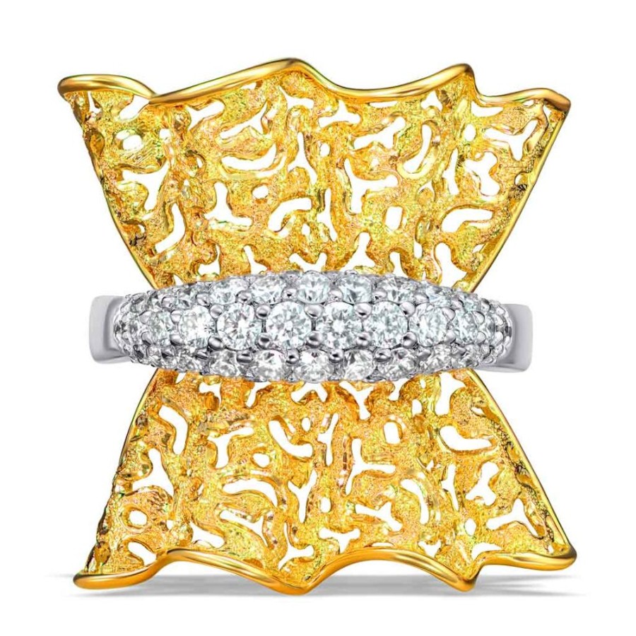 Rings Alex Soldier | Gold Bowtie Ring With Diamonds