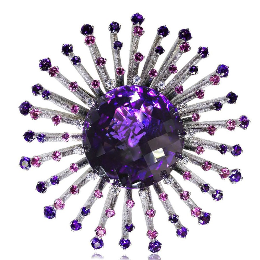 Brooches Alex Soldier | Gold Astra Brooch With Amethyst, Tourmalines & Diamonds