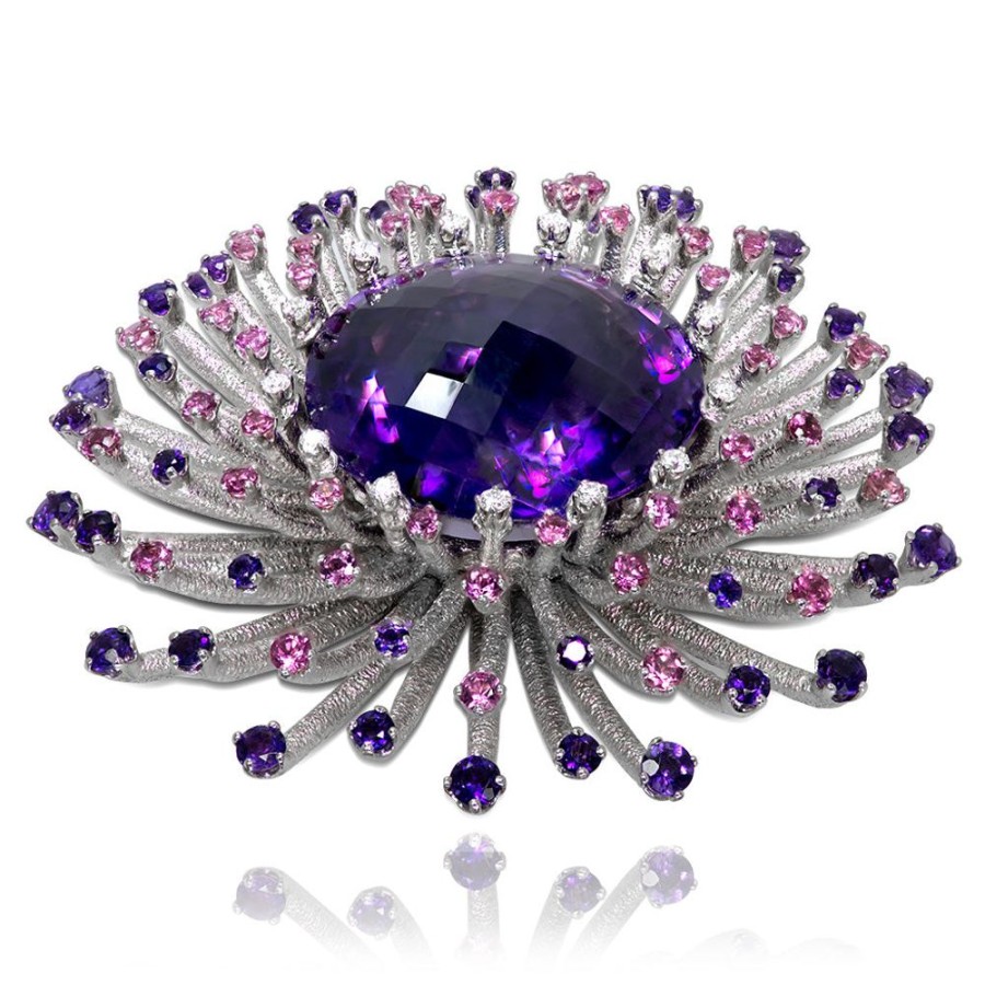 Brooches Alex Soldier | Gold Astra Brooch With Amethyst, Tourmalines & Diamonds