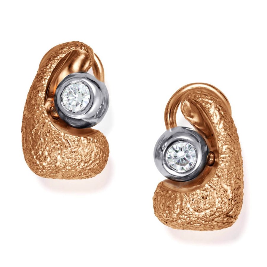 Earrings Alex Soldier | Rose Gold Modern Art Earrings With Diamonds