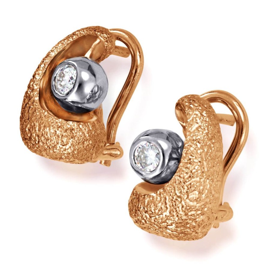 Earrings Alex Soldier | Rose Gold Modern Art Earrings With Diamonds