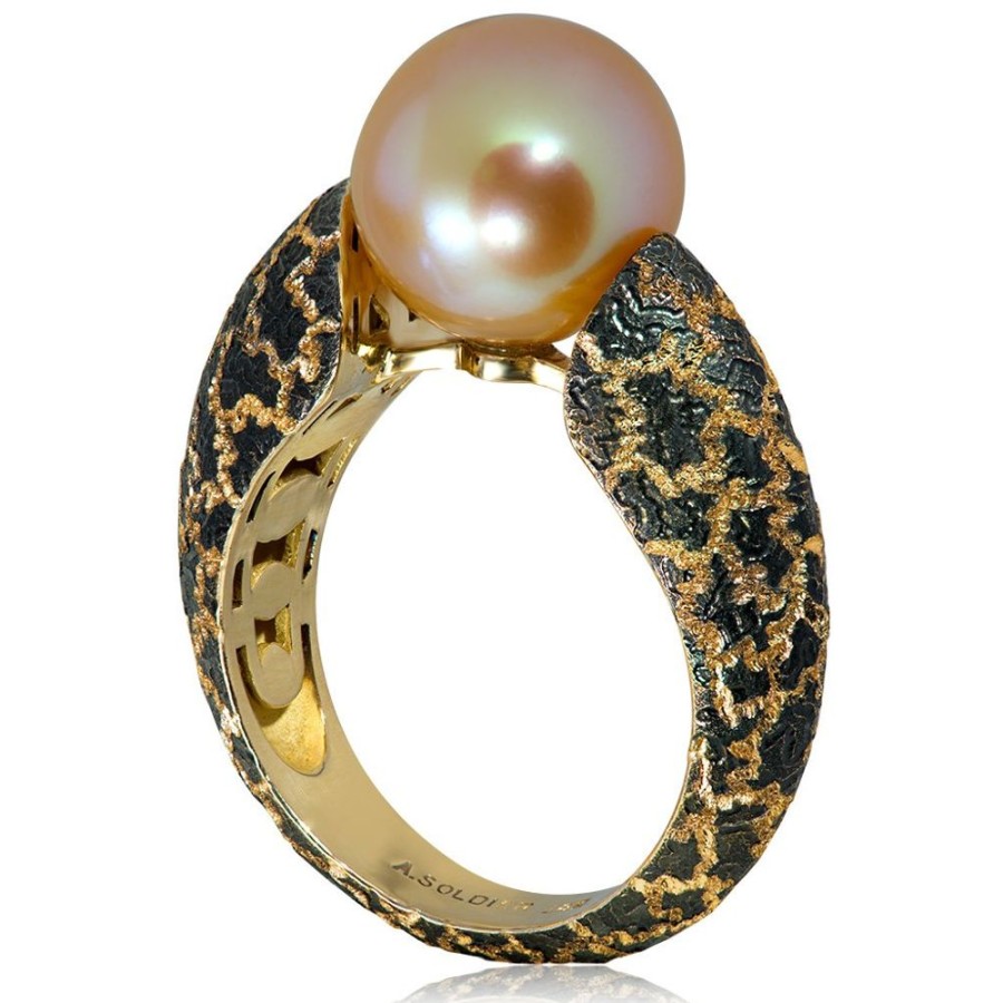 Rings Alex Soldier | Gold Ring With Freshwater Peach Pearl