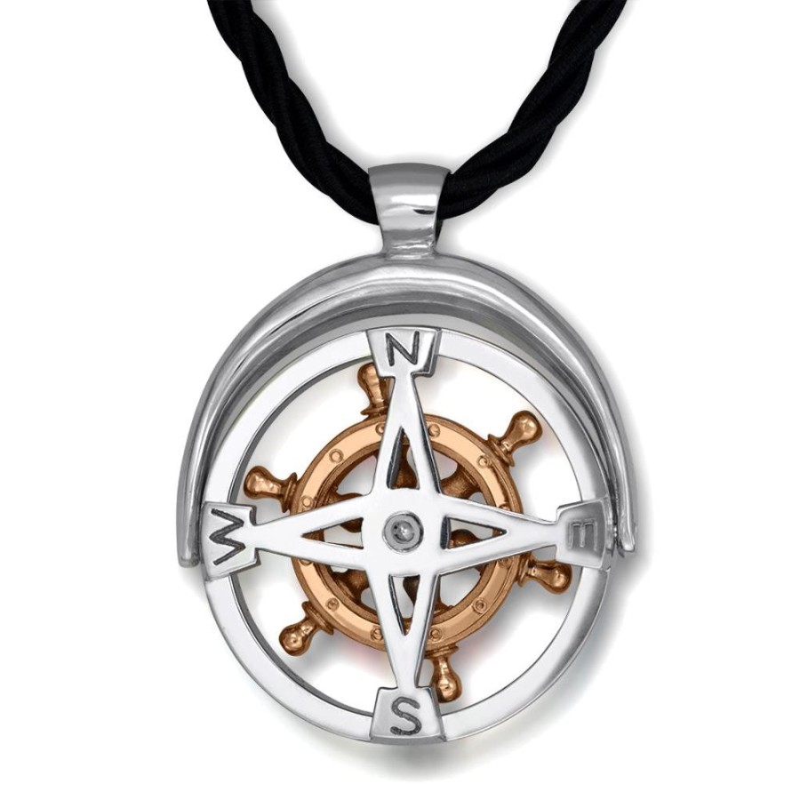 For Men Alex Soldier | Gold Navigator Pendant Necklace With Sapphire