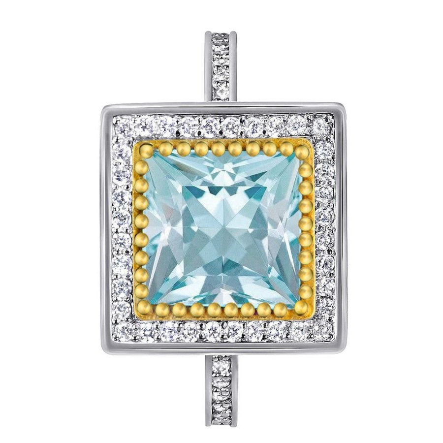 Rings Alex Soldier | Eternal Love Aquamarine Diamond Halo Gold Engagement Ring