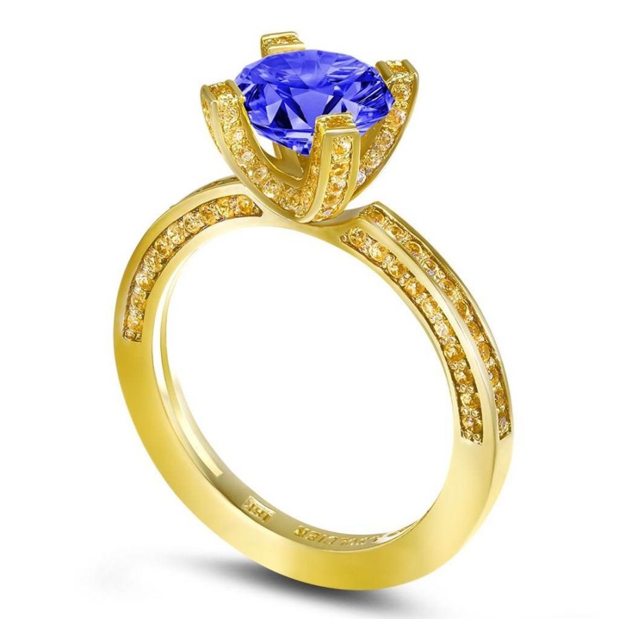 Rings Alex Soldier | Princess Tanzanite Garnert Gold Engagement Ring