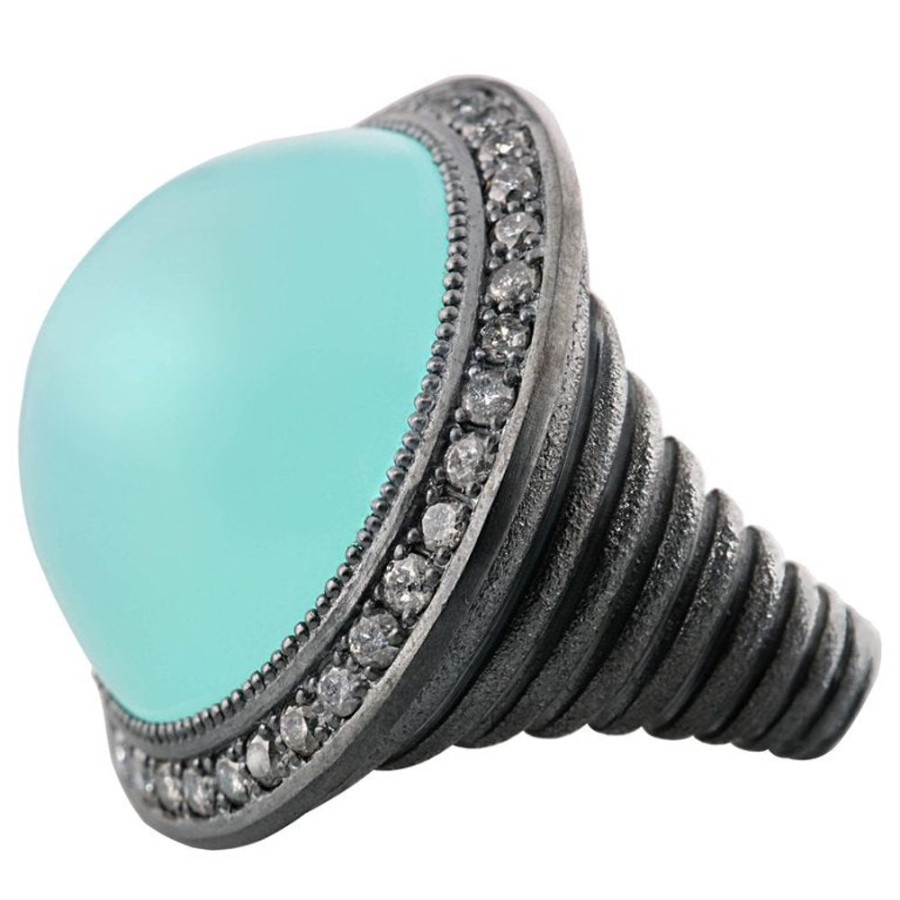 Rings Alex Soldier | Silver Symbolica Ring With Chalcedony & Diamonds