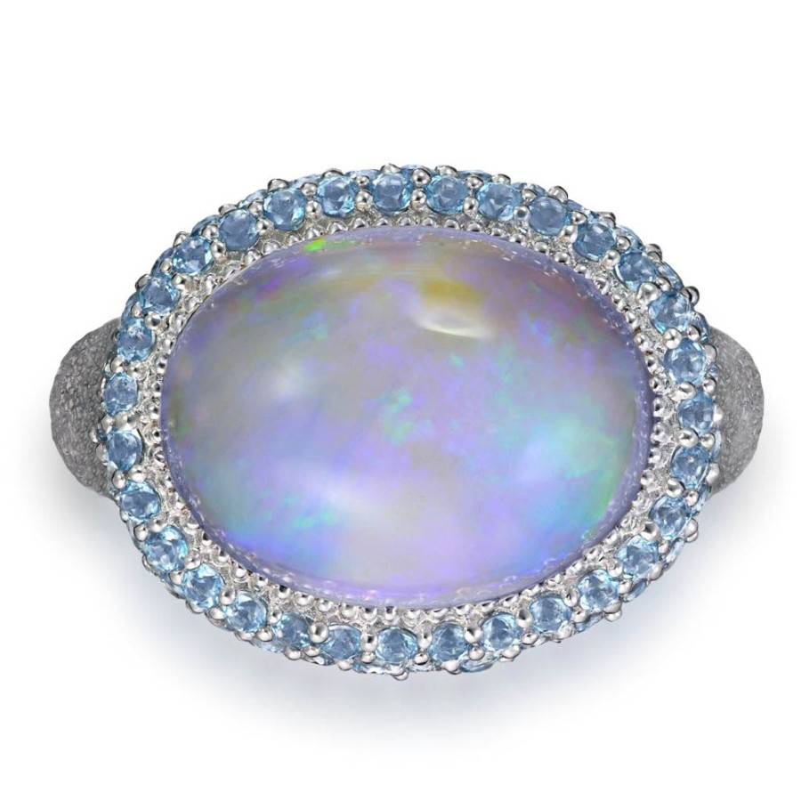 Rings Alex Soldier | Gold Cocktail Ring With Opal & Blue Topaz