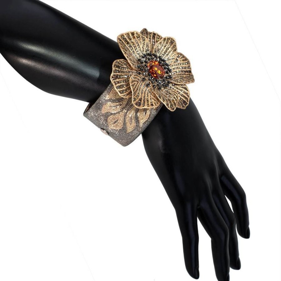 Bracelets Alex Soldier | Gold Coronaria Cuff Bracelet With Garnet & Diamonds