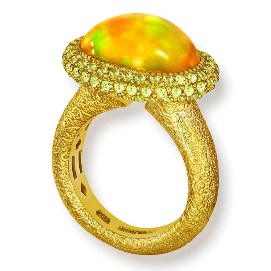 Rings Alex Soldier | Gold Cocktail Ring With Golden Opal & Peridot