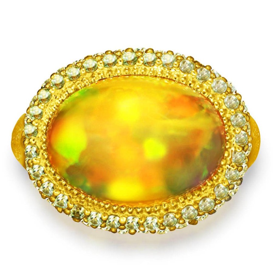 Rings Alex Soldier | Gold Cocktail Ring With Golden Opal & Peridot