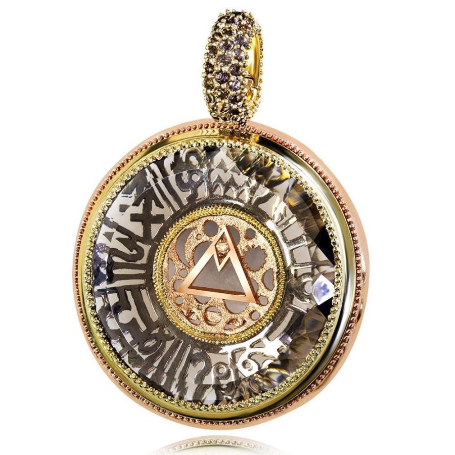 For Men Alex Soldier | Gold Talisman Pendant Necklace With Smoky Topaz