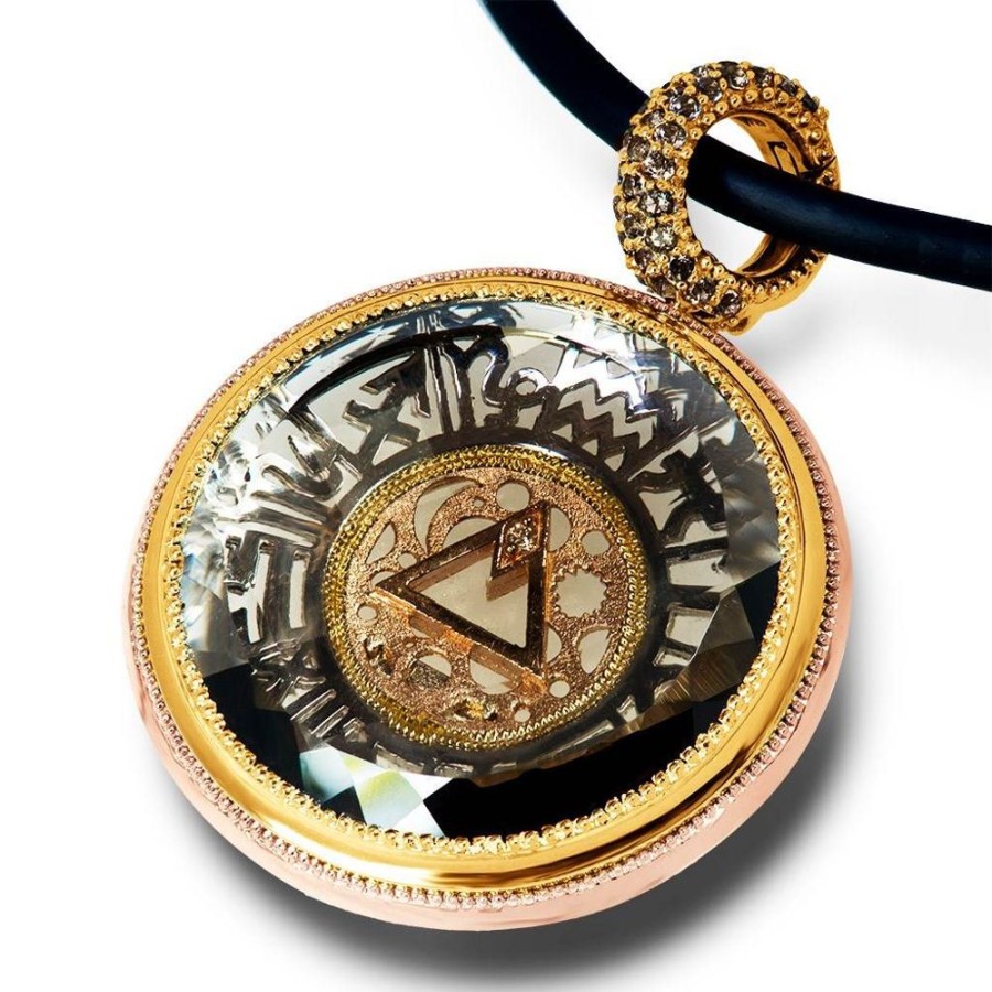 For Men Alex Soldier | Gold Talisman Pendant Necklace With Smoky Topaz