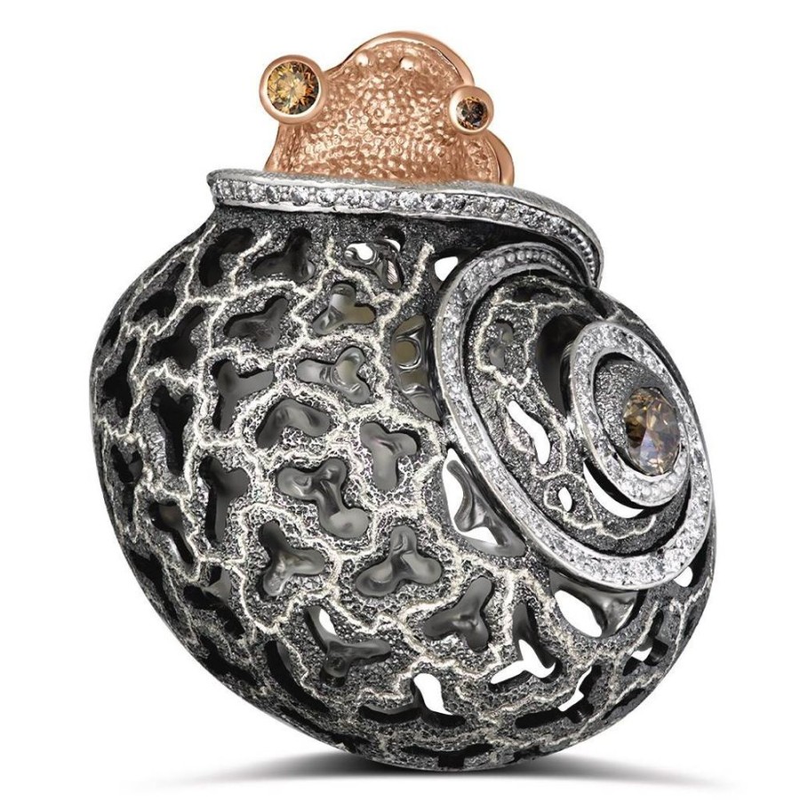 Rings Alex Soldier | Silver & Gold Grand Codi The Snail Ring With Diamonds