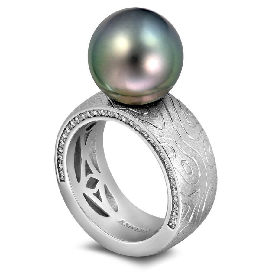 Rings Alex Soldier | Gold Ring With Tahitian Grey Pearl And Diamonds