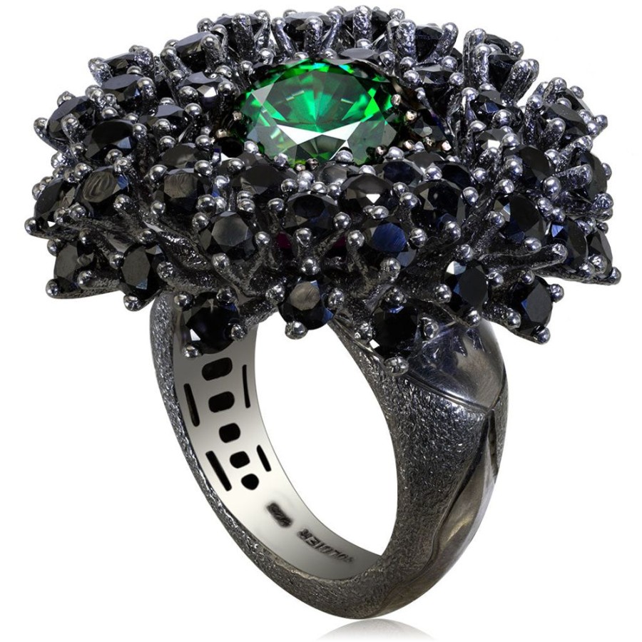 Rings Alex Soldier | Silver Astra Ring With Swarovski Green Crystal & Spinel