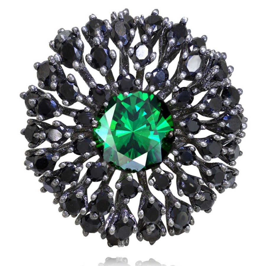 Rings Alex Soldier | Silver Astra Ring With Swarovski Green Crystal & Spinel