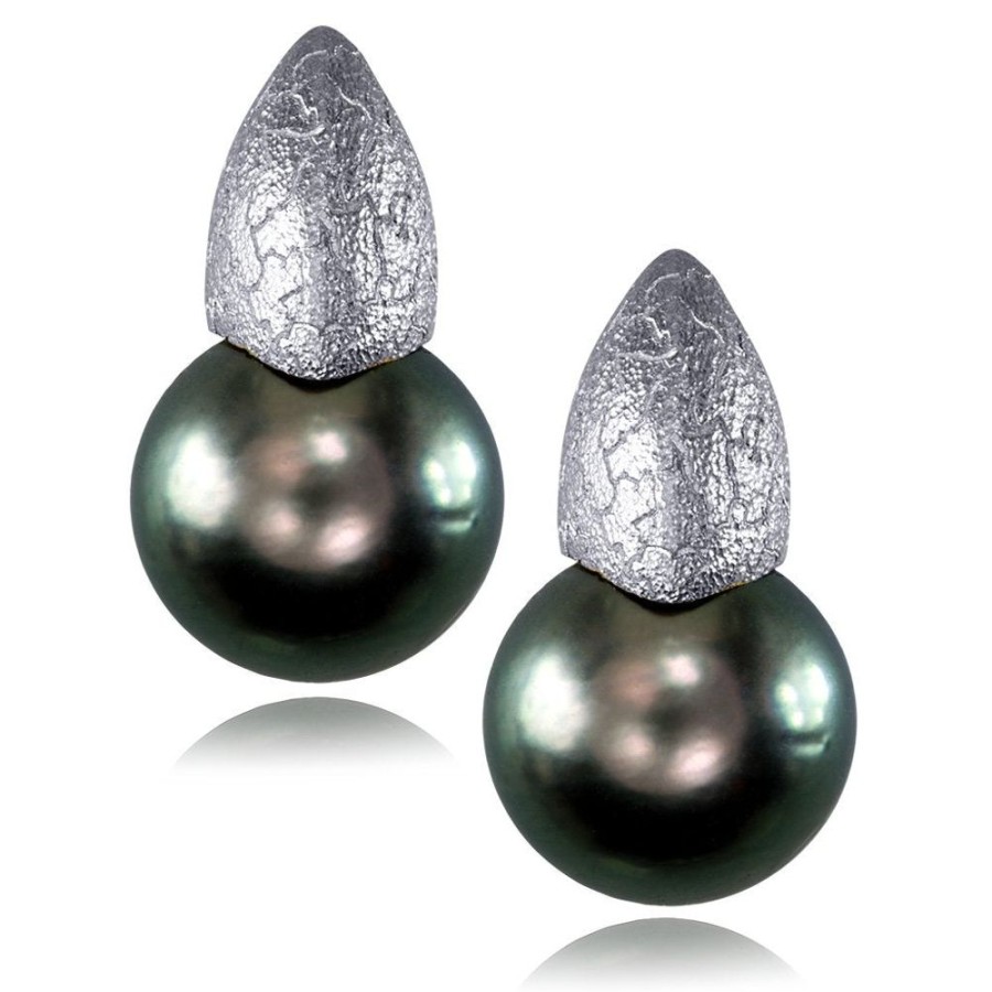 Earrings Alex Soldier | Gold Earrings With Tahitian Grey Pearls