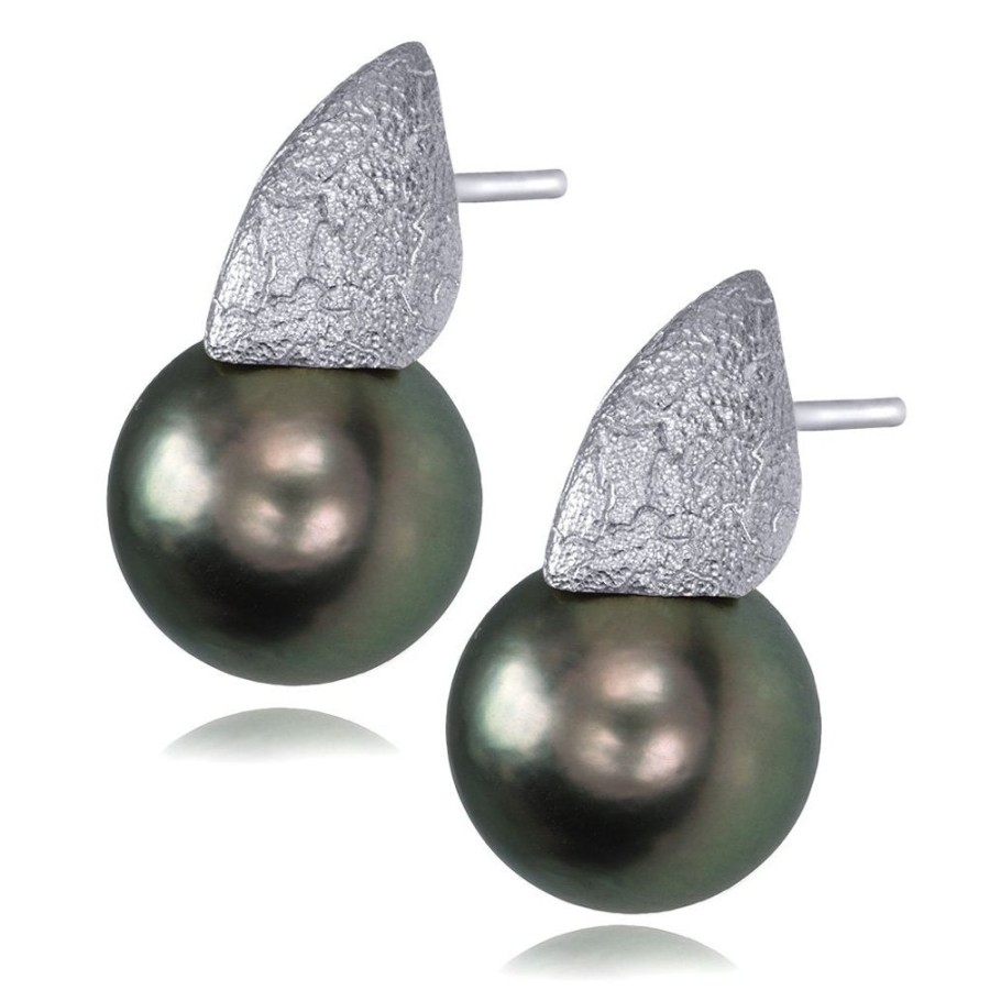 Earrings Alex Soldier | Gold Earrings With Tahitian Grey Pearls