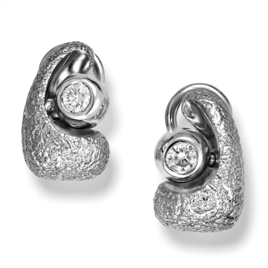 Earrings Alex Soldier | White Gold Modern Art Earrings With Diamonds