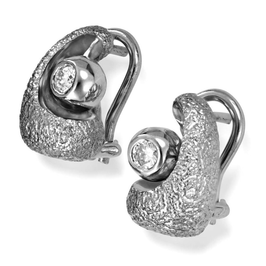 Earrings Alex Soldier | White Gold Modern Art Earrings With Diamonds