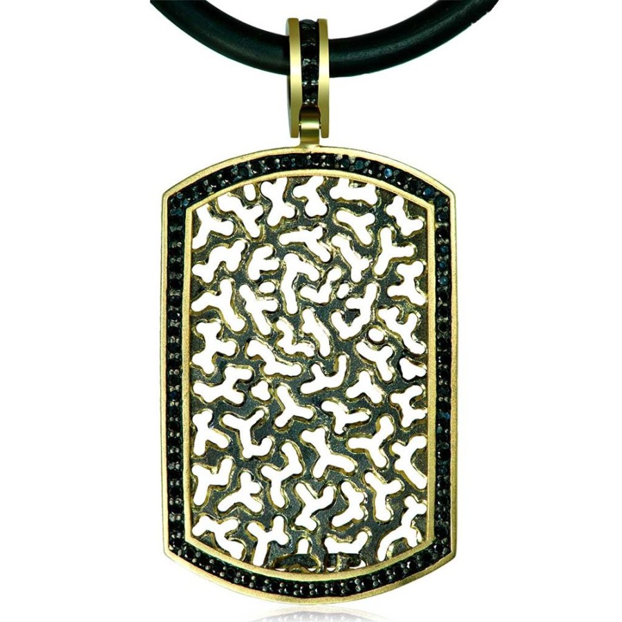 Necklaces Alex Soldier | Gold Diamond Contrast Tag Pendant/Necklace On Cord