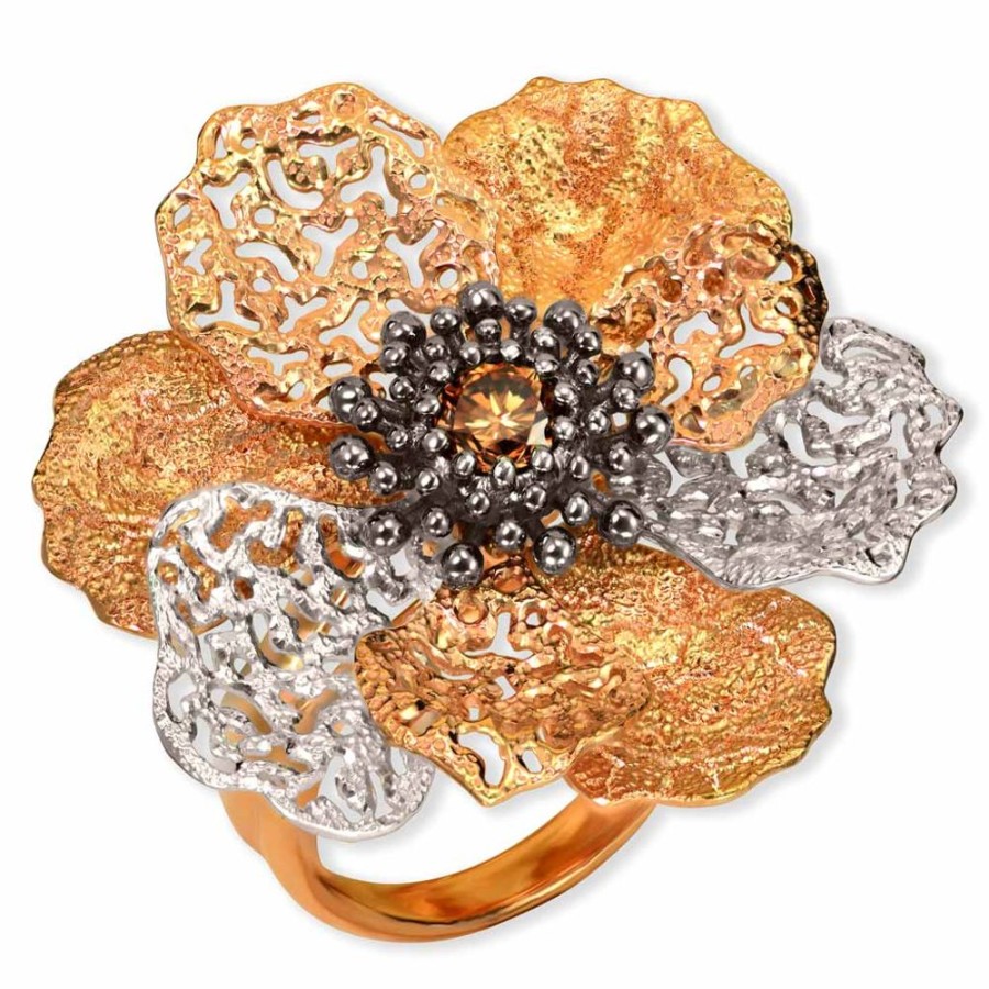 Gemstone Jewelry Alex Soldier | Rose Gold Coronaria Ring With Champagne Diamond