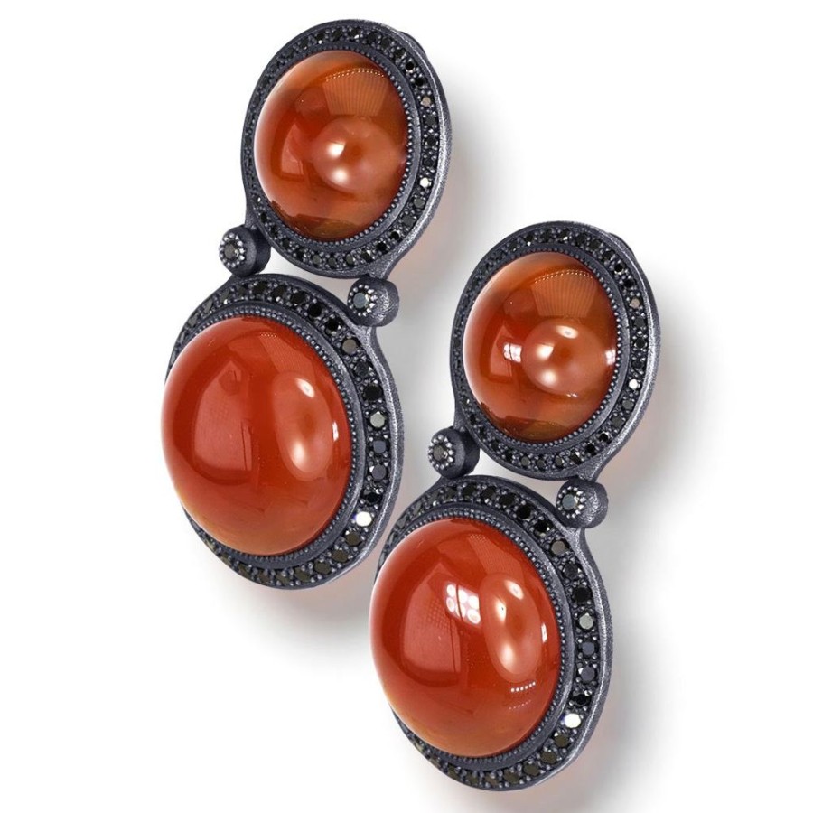 Earrings Alex Soldier | Silver Symbolica Drop Earrings With Carnelian & Spinel