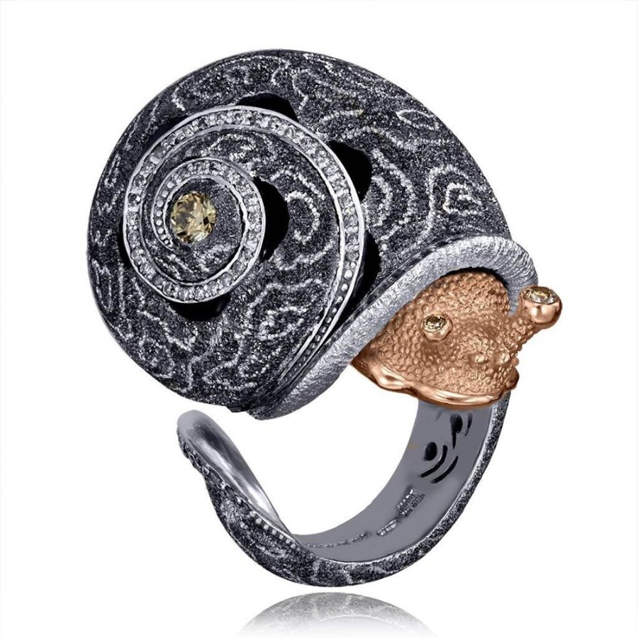 Rings Alex Soldier | Silver & Gold Codi The Snail Cora Ring With Diamonds