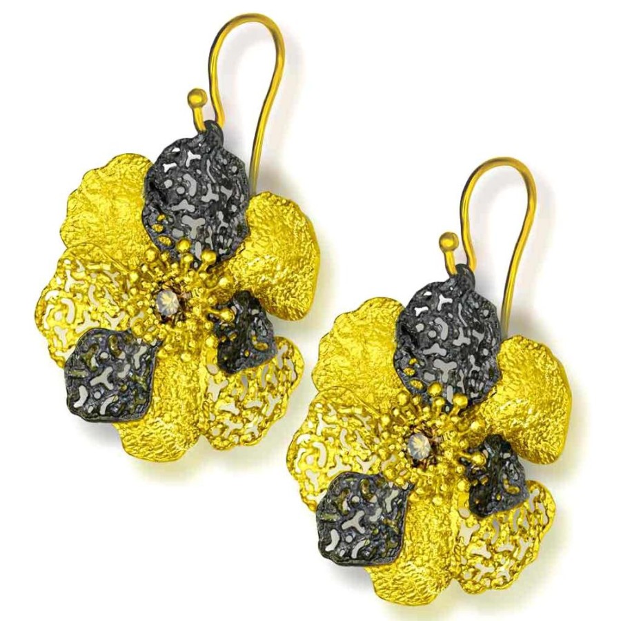 Earrings Alex Soldier | Gold Coronaria Earrings With Champagne Diamonds