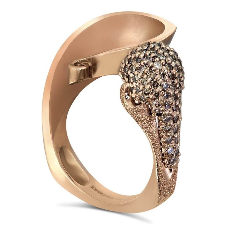 Rings Alex Soldier | Gold Calla Ring With Champagne Diamonds