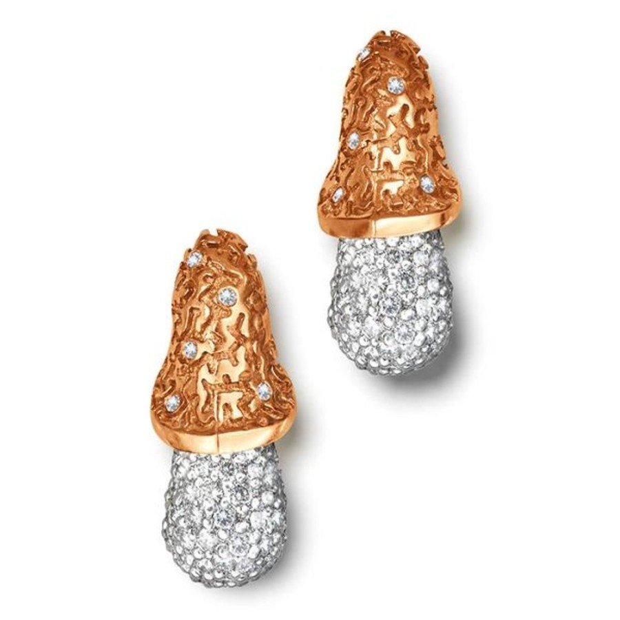 Earrings Alex Soldier | Gold Acorn Stud Earrings With Diamonds