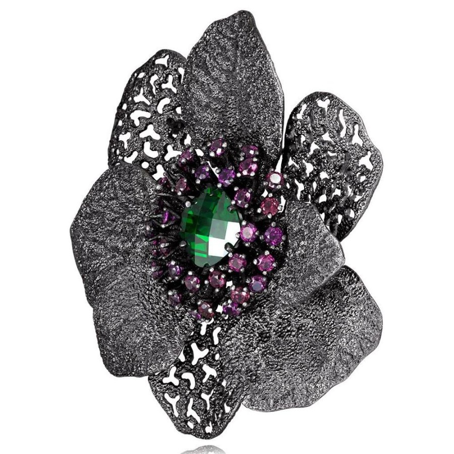 Brooches Alex Soldier | Silver Coronaria Brooch/Pendant With Crystal & Garnet